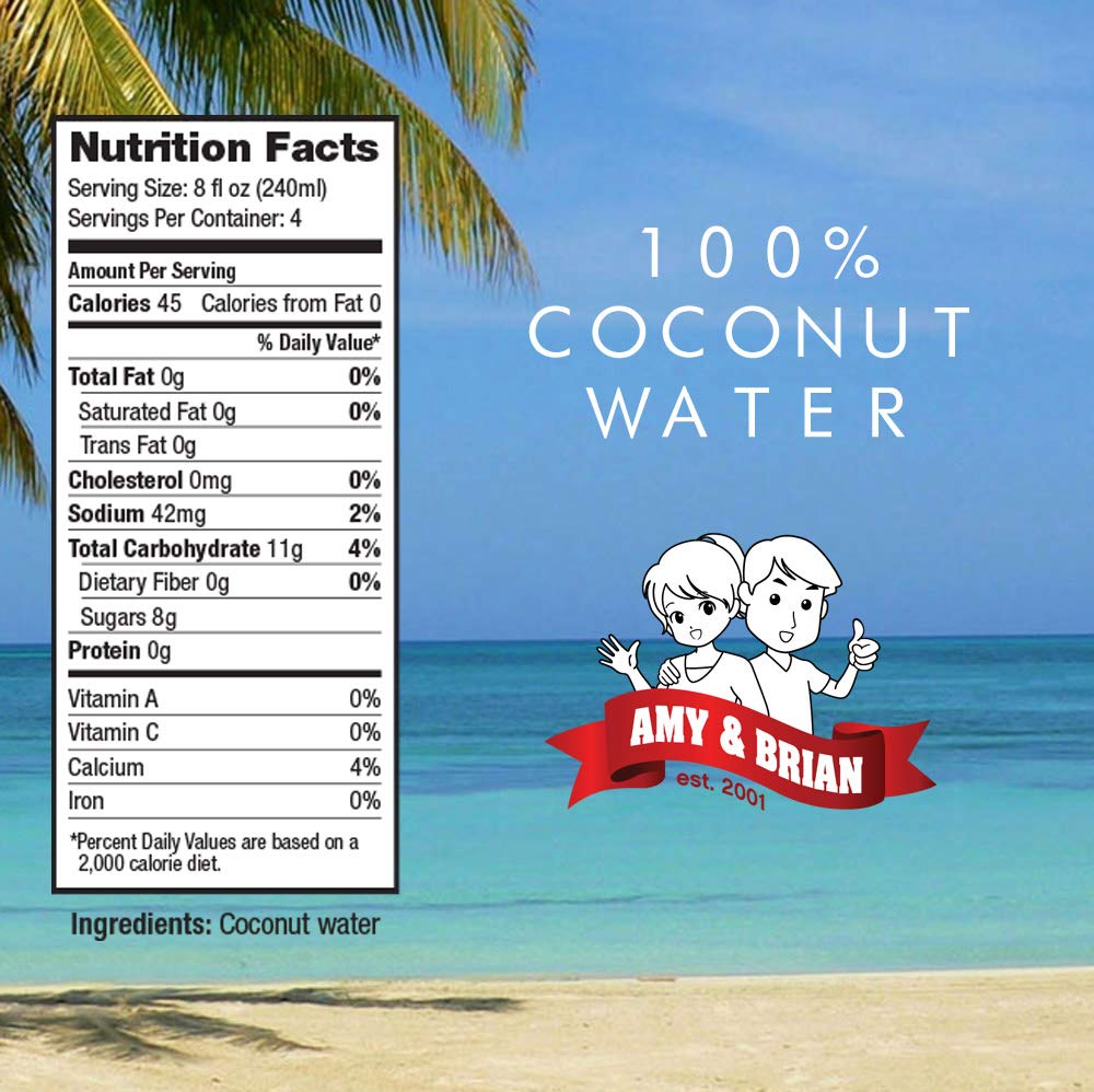 Amy & Brian Non-GMO Coconut Water, Original, 17.5 Fl Oz (Pack of 12)