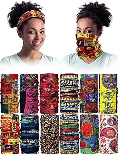 12 Pcs African Neck Gaiter Bandanas for Women