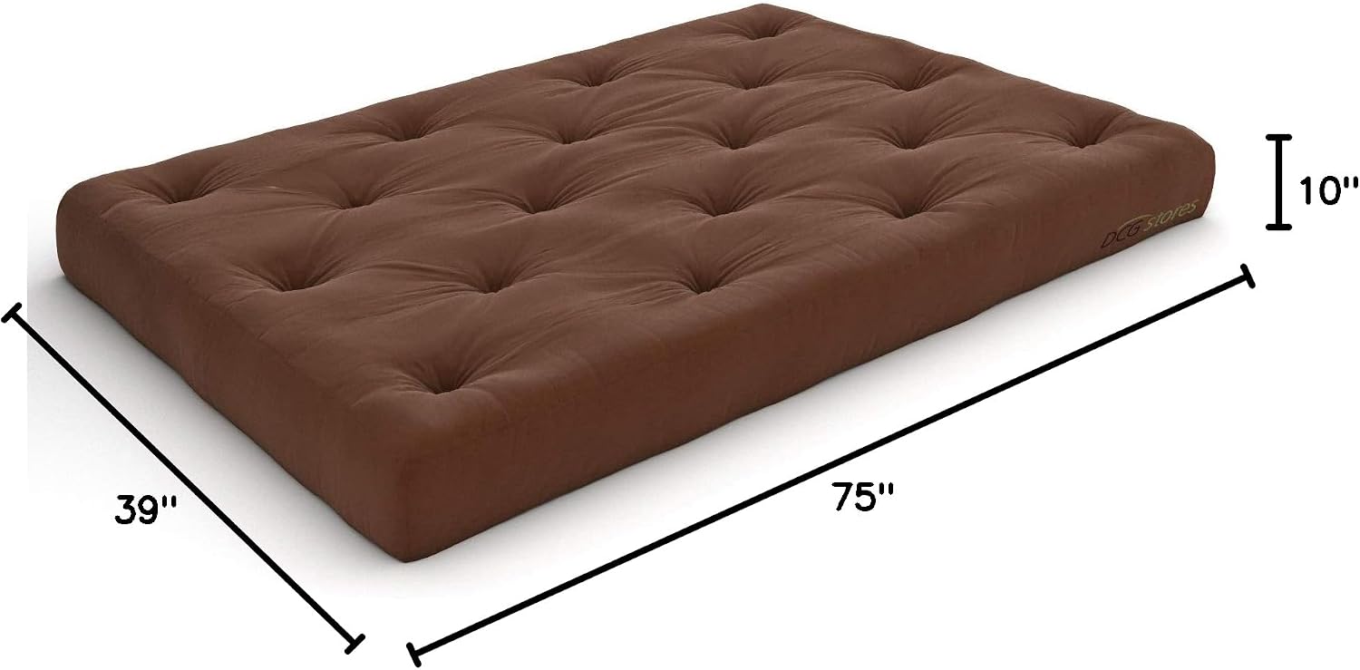 Nirvana Futons Extra Thick Premium 10-Inch Twin XL Futon Mattress, Khaki Twill - Made in USA