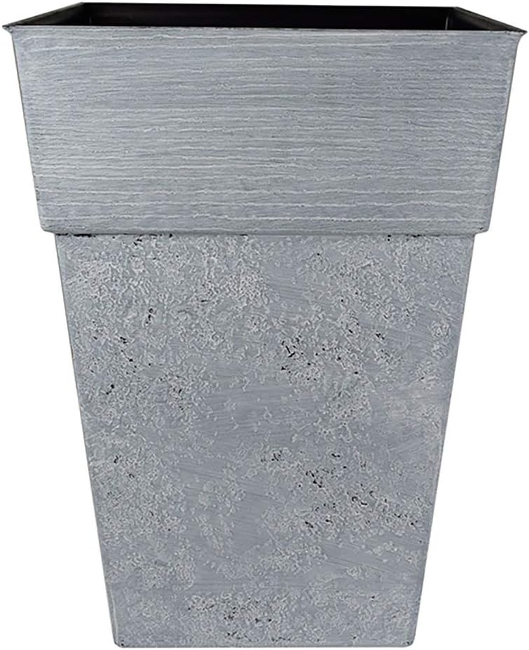 The HC Companies 18 Inch Avino Tall Square Planter - Decorative Indoor Outdoor Plant Pot for Front Porch, Deck, Patio and Home, Oxidized Black