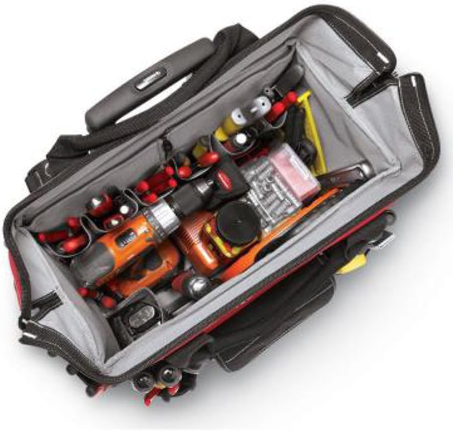Husky GP-43196N13 18" 600-Denier Red Water Resistant Contractor's Rolling Tool Tote Bag with Telescoping Handle