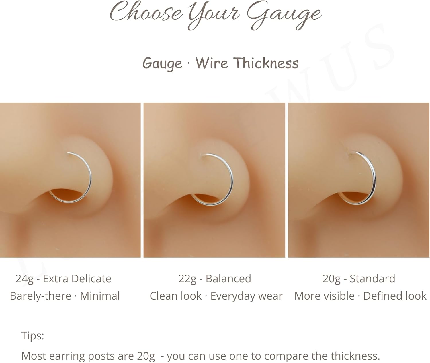 Small Gold or Sterling Silver Huggie Hoop Earrings for Women Cartilage Nose Helix Tragus