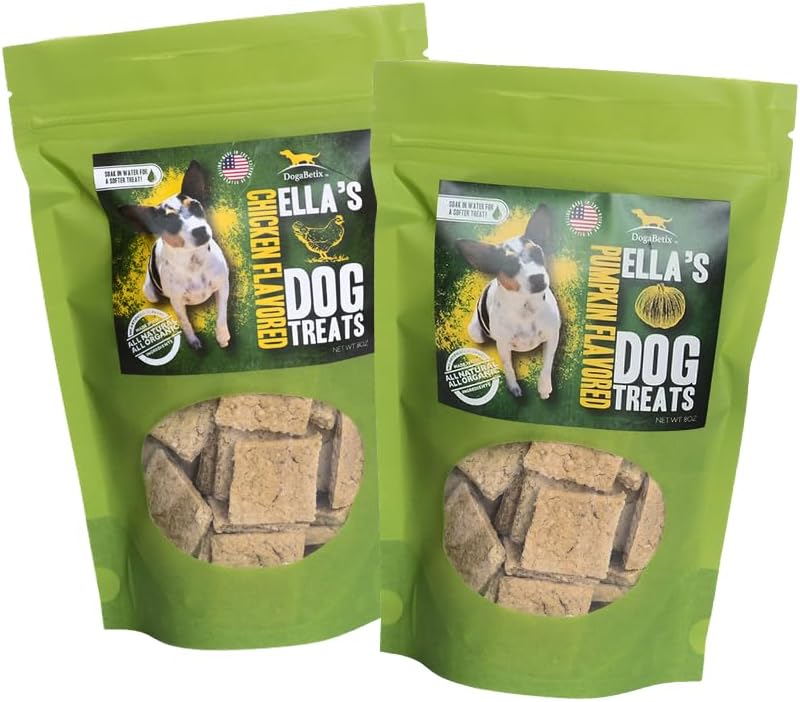 Ella's Diabetic Dog Treats Chicken (8oz) - Low Glycemic Ingredients - Vet Approved - Made in USA by Owners of Diabetic Dogs - Developed to Help Keep Glucose Levels Stable