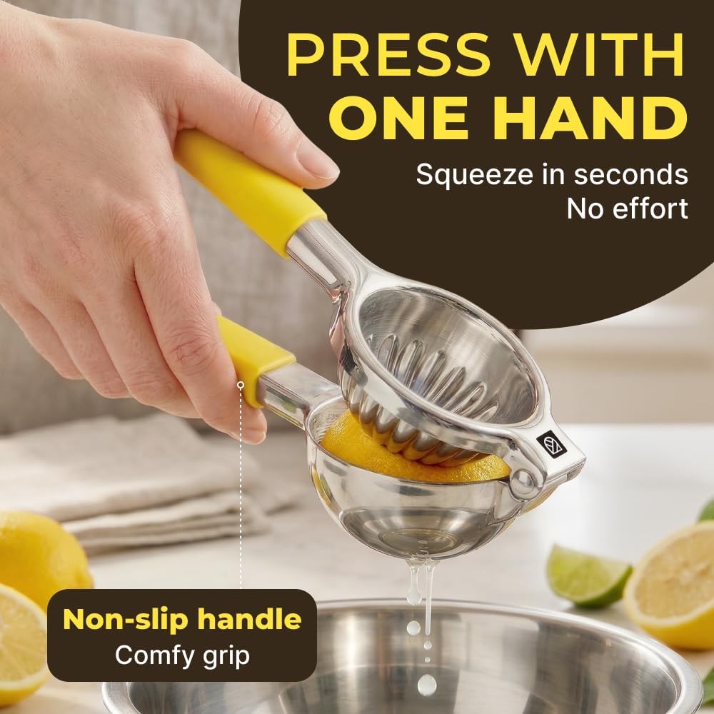 Large Lemon Squeezer Stainless Steel Press - Non-Slip Grip, Heavy Duty, Manual Design - Effortless Pro-Grade Lemon, Lime, Orange
