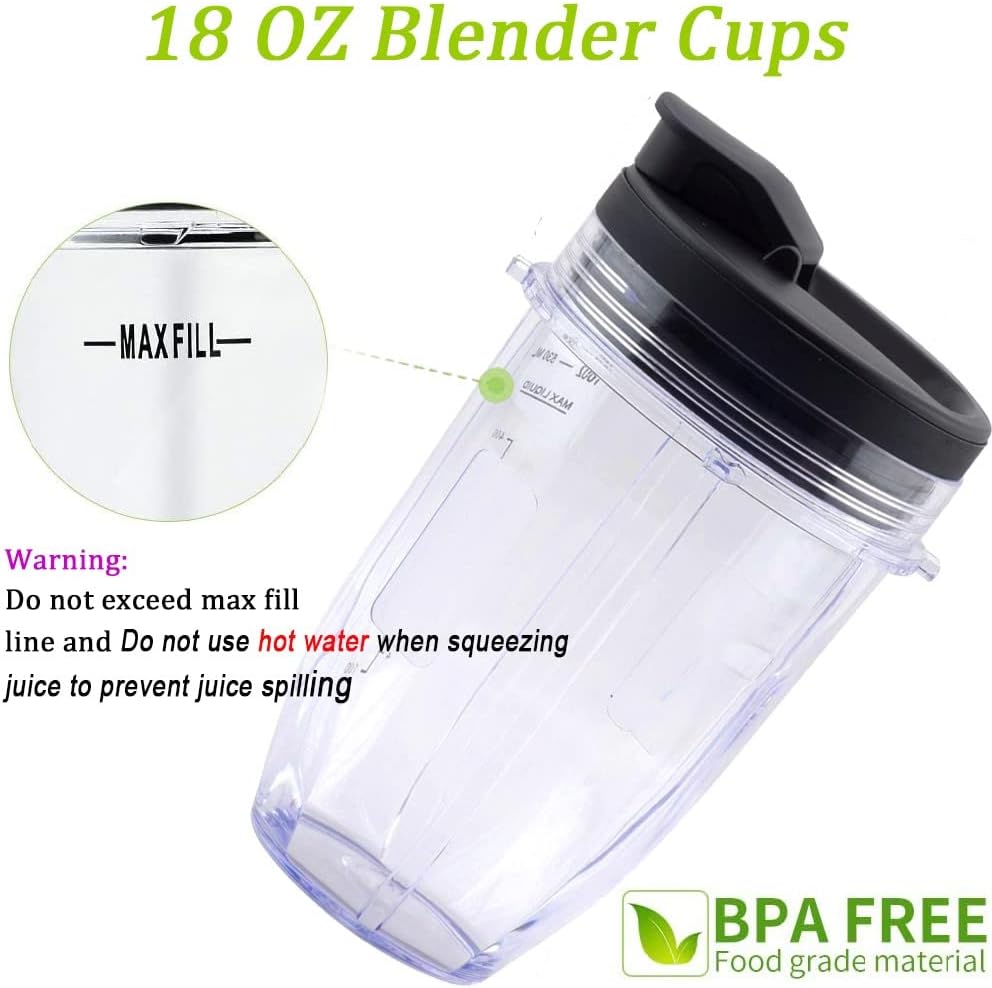 Replacement 24oz Blender Cup with Sip & Seal Lid For Nutri Ninja BL450 BL456 BL480 BL482 BL640 BL642 BL682 BN751 BN801 Foodi SS101 SS151 SS351 SS401