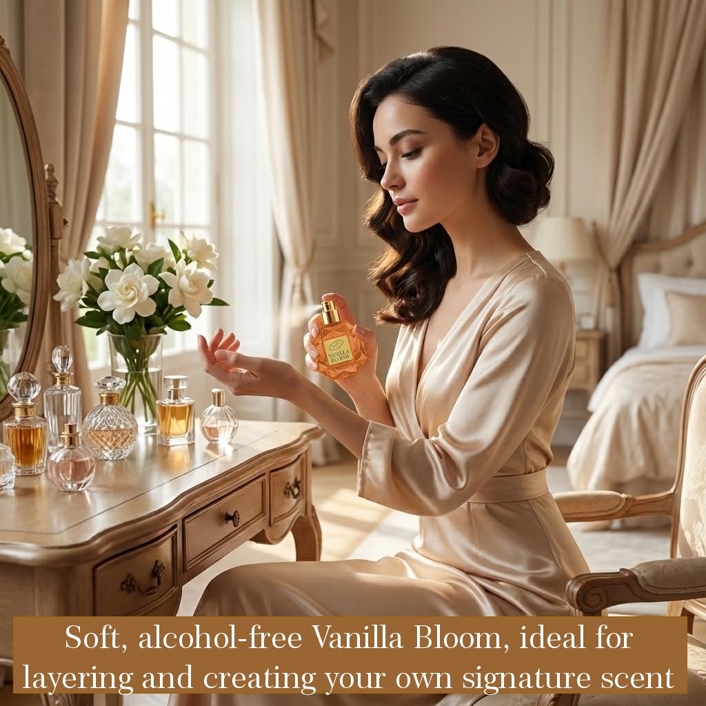 Vanilla Bloom | Roll on Perfumes for Women & Men | Alcohol-free Vanilla Perfume Oil | Travel Size Long Lasting Fragrance | 6ml Roller