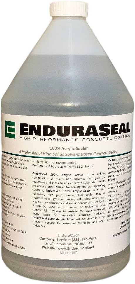 EnduraSeal 100% Acrylic Wet Look Semi Gloss Concrete Solvent Sealer - 1 Gallon