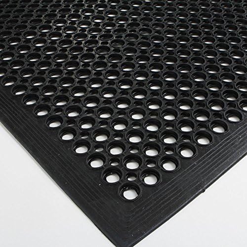 36" x 60" Heavy-Duty Black Commercial Anti-Fatigue Floor Mat Outdoor Indoor Kitchen X Comfort Rug Rubber cart Drainage Excellent Safe Bathroom Home