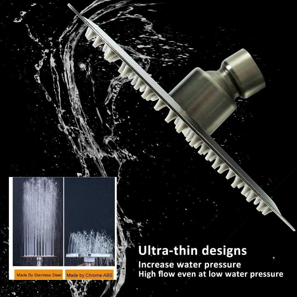 NearMoon Rain Shower Head, Ultra-Thin Design-Pressure Boosting, Awesome Some Experience, High Flow Stainless Steel Rainfall Head (10 Inch