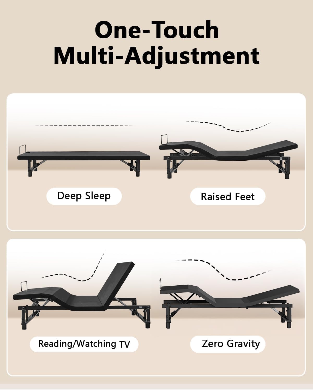 Mixcous King Adjustable Bed Frame with Zero Gravity Heavy Duty 750 lbs | Zero Gravity Anti-Snore Mode, Head & Foot Incline, Wireless Remote Control, Easy Assembly, Heavy Duty Frame