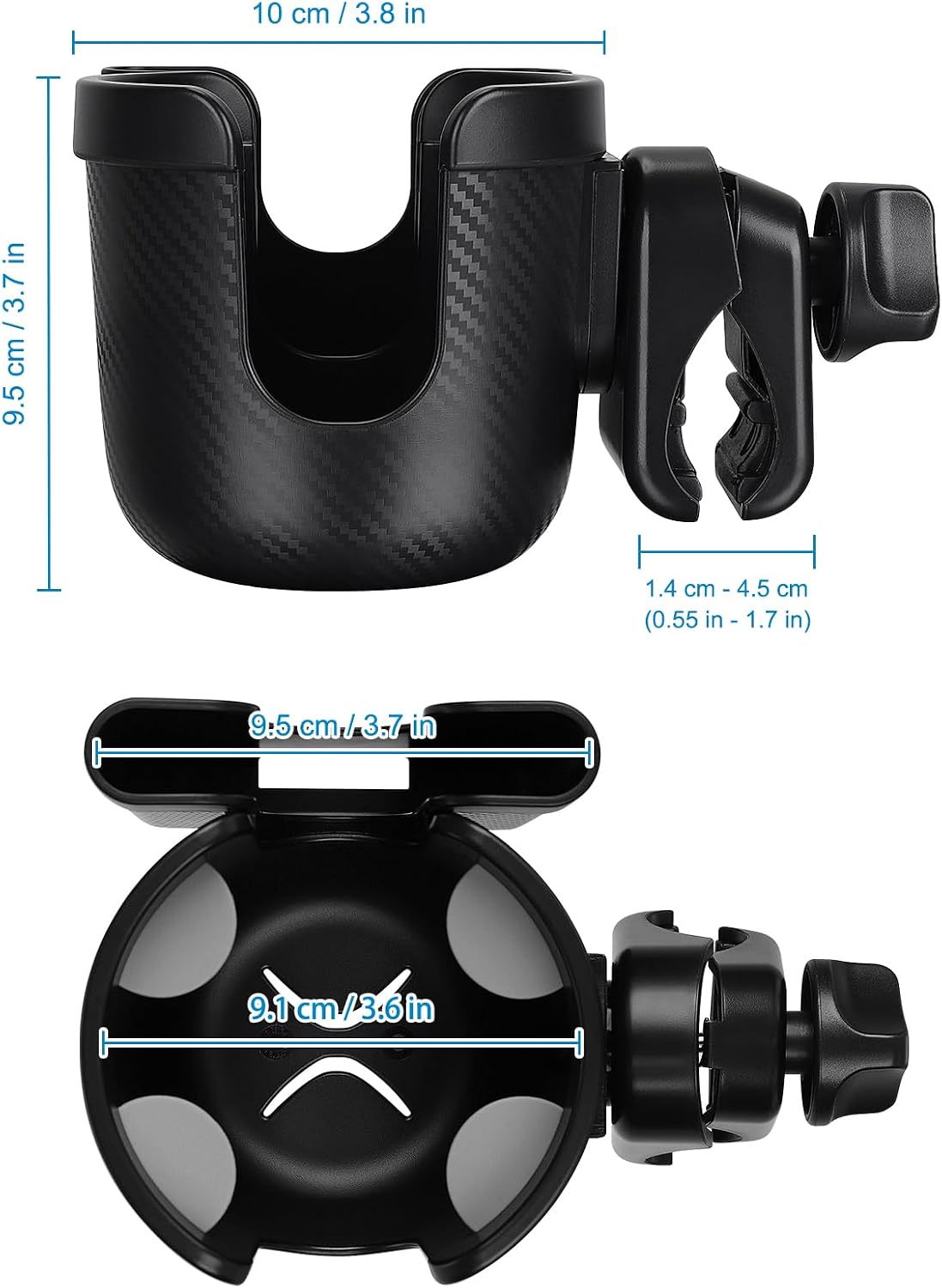 Accmor Stroller Cup Holder with Phone Holder, Bike Cup Holder, Universal Cup Holder for Uppababy Nuna Strollers, 2-in-1 Drinks Holder for Walker