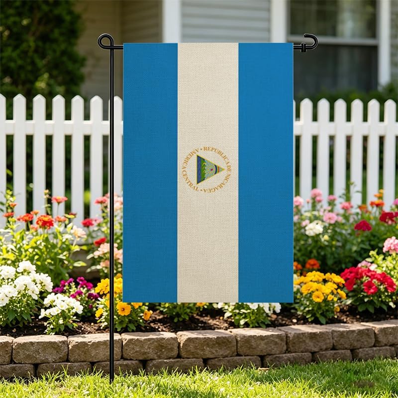 Nicaragua Nicaraguans Garden Flags 12x18 Inch Double Sided Burlap Patriotic Country Yard Flag Banners Outdoor Weather Resistant Farmhouse Porch Lawn Decoration