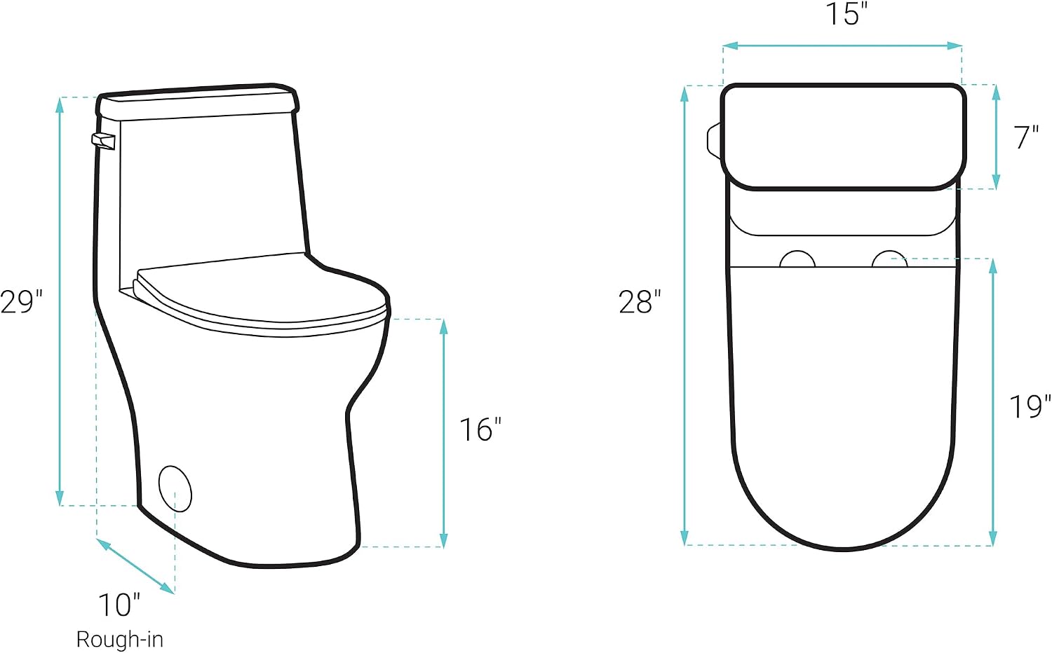 Ivy One-Piece Elongated Toilet Left Side Flush, 10" Rough-In 1.28 gpf