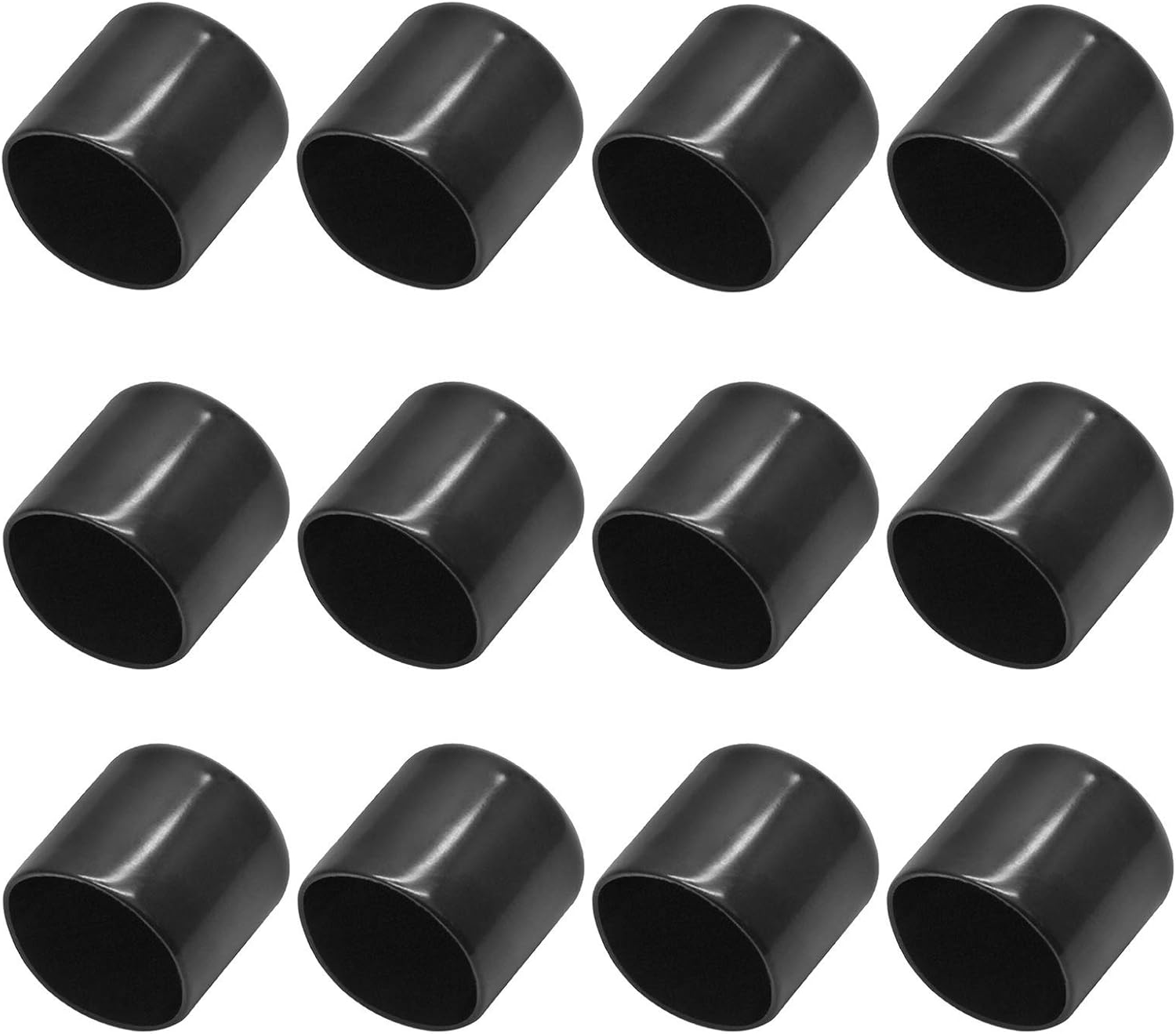 Bonsicoky 12Pcs Round Rubber End Caps 5/8" (16mm) ID, Black