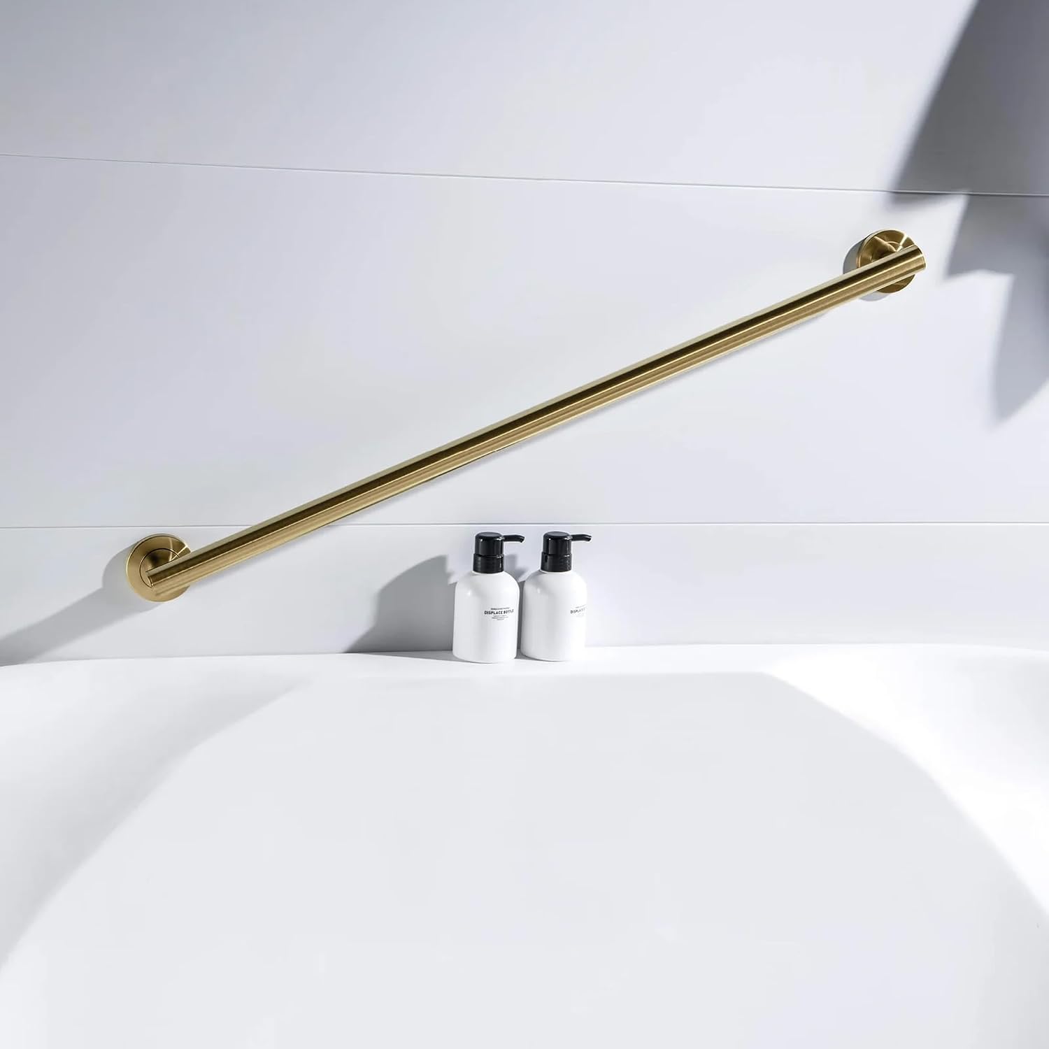 36 Inch Stainless Steel Bathroom Safety Grab Bar | Straight Shaped Grab Bar for Bathtubs and Showers, Shower Safety Grab Bars for Seniors, Wall Mounted Anti-Slip Support (Brushed Nickel, KGB1136)