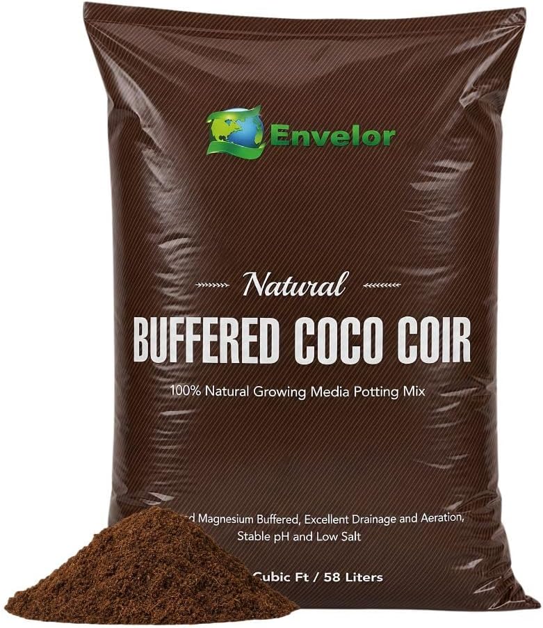 Envelor Organic Coco Coir Brick 10 Lbs. Coir Block Coconut Fiber Growing Medium Potting Soil Mix Coco Peat Media Coir Pith Indoor Outdoor Planters Vegetable Garden Beds