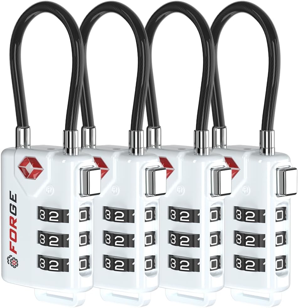 TSA Approved Cable Luggage Locks, Re-settable Combination with Alloy Body