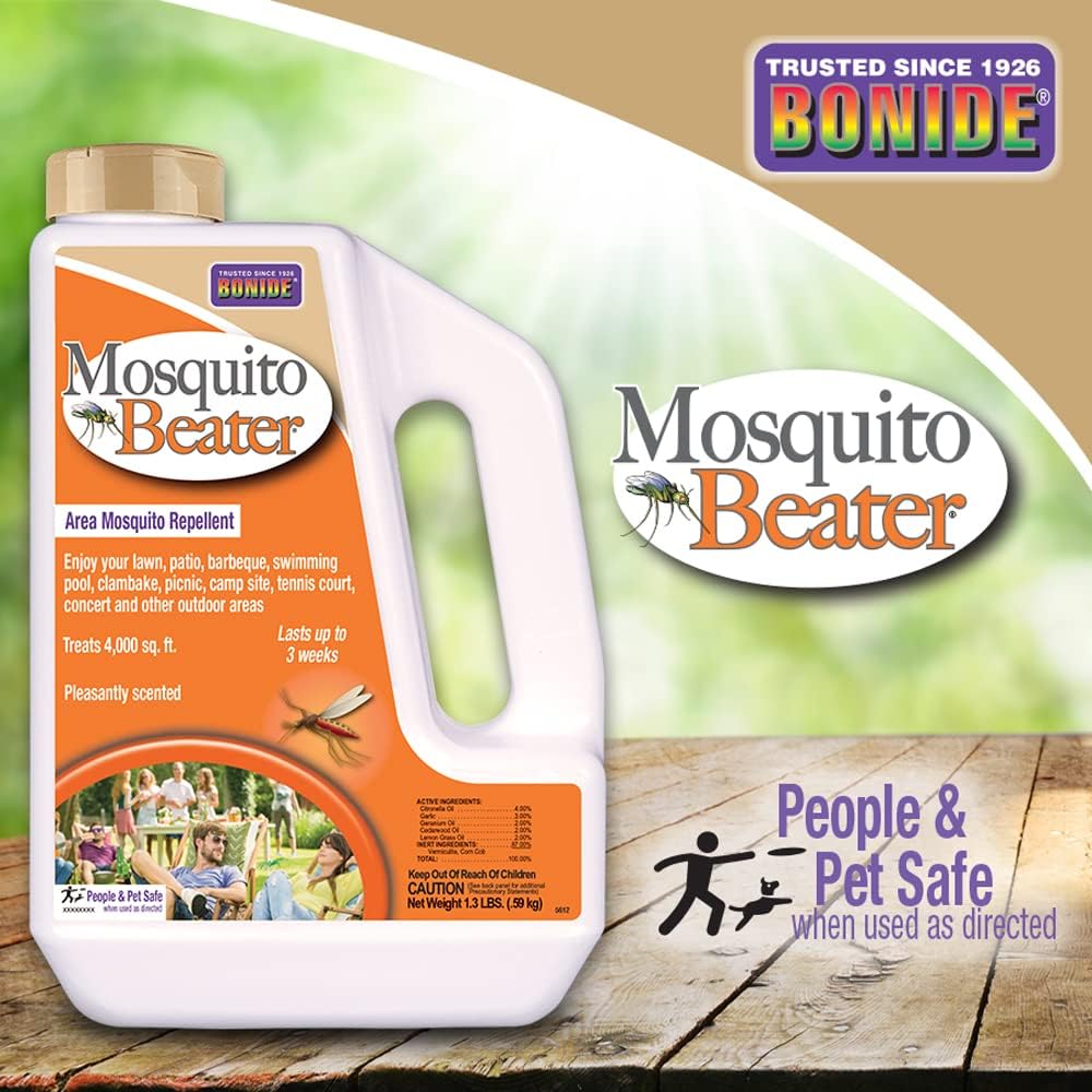 Bonide Mosquito Beater Granules, 1.3 lbs Ready-to-Use | Area Mosquito Repellent Pellets, For Outdoors, People & Pet Safe