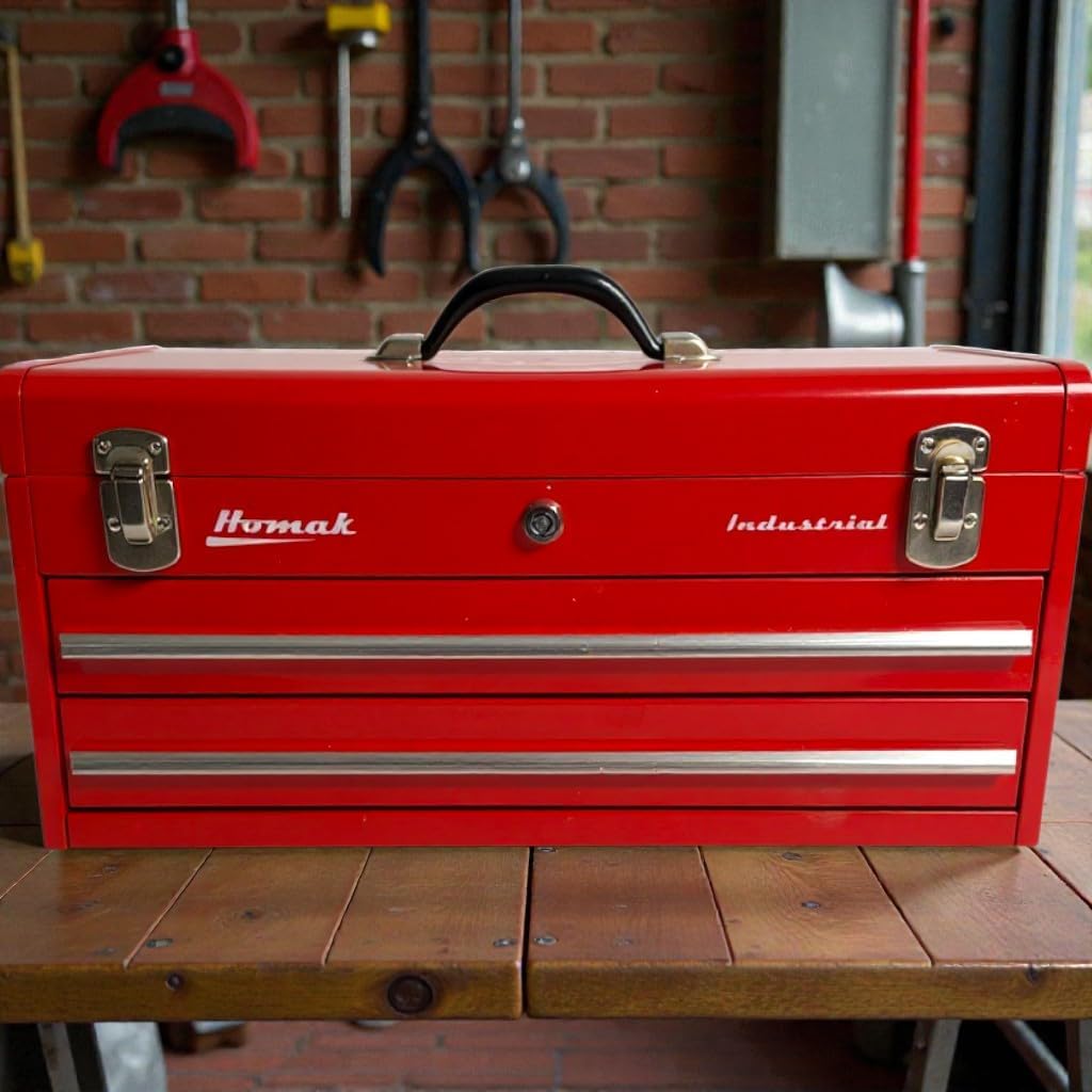 Homak Industrial 20-Inch 2-Drawer Friction Toolbox, Brown Winkle Powder Coat, BW00202200