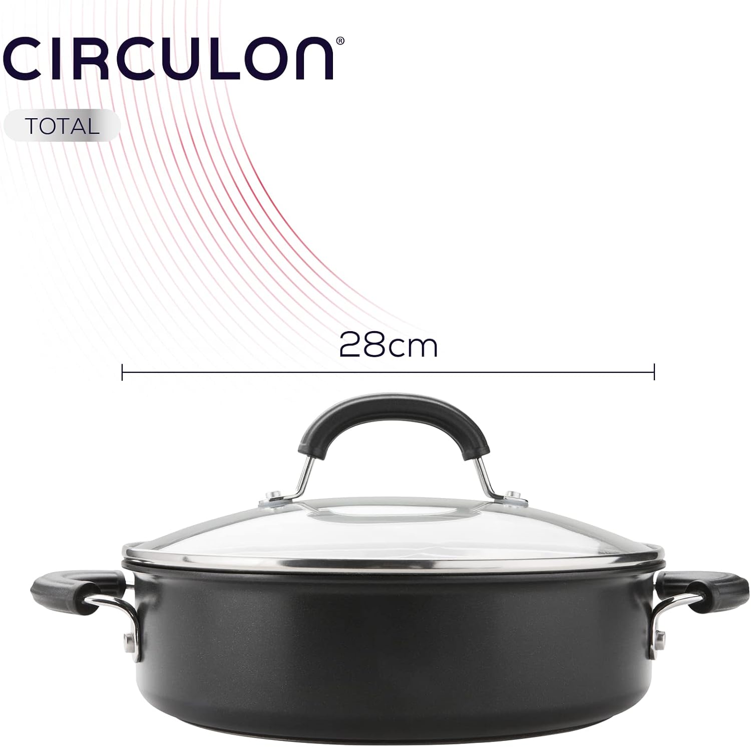 Circulon - Total - Saute Pan with Lid 28cm - Durable Non Stick - Hard Anodised - Induction - Oven and Dishwasher Safe - Lifetime Guarantee