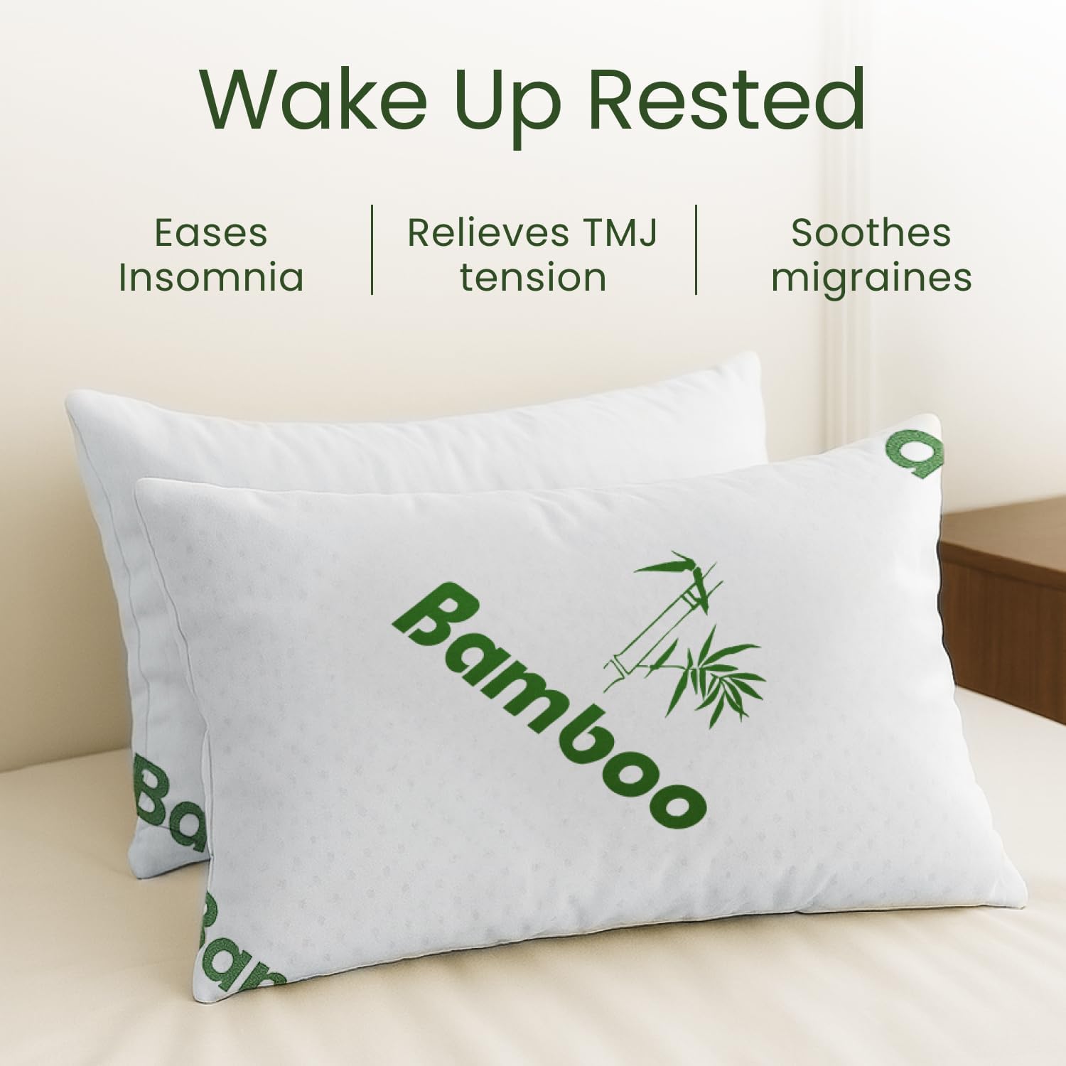 Memory Foam Pillows Queen Size Set of 2 - Cooling Bed Pillows for Sleeping - Back, Stomach, Side Sleeper Firm, Comfy Cool Shredded - 2 Pack, Rayon Derived from Bamboo