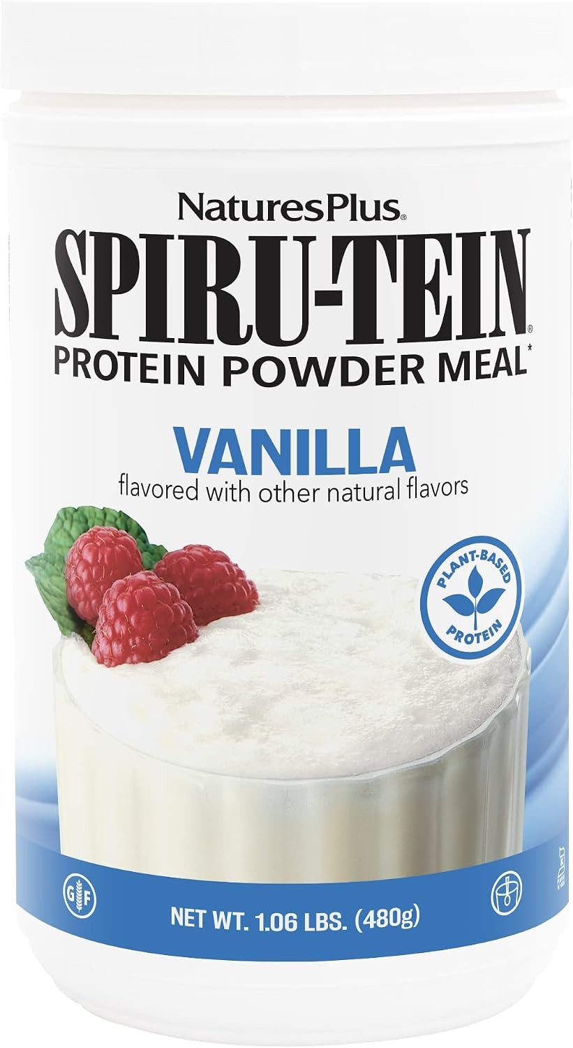 NaturesPlus SPIRU-TEIN, Vanilla - 1.06 lbs - Spirulina Protein Powder - Vitamins & Minerals for Energy - Vegetarian, Gluten Free - 16 Servings