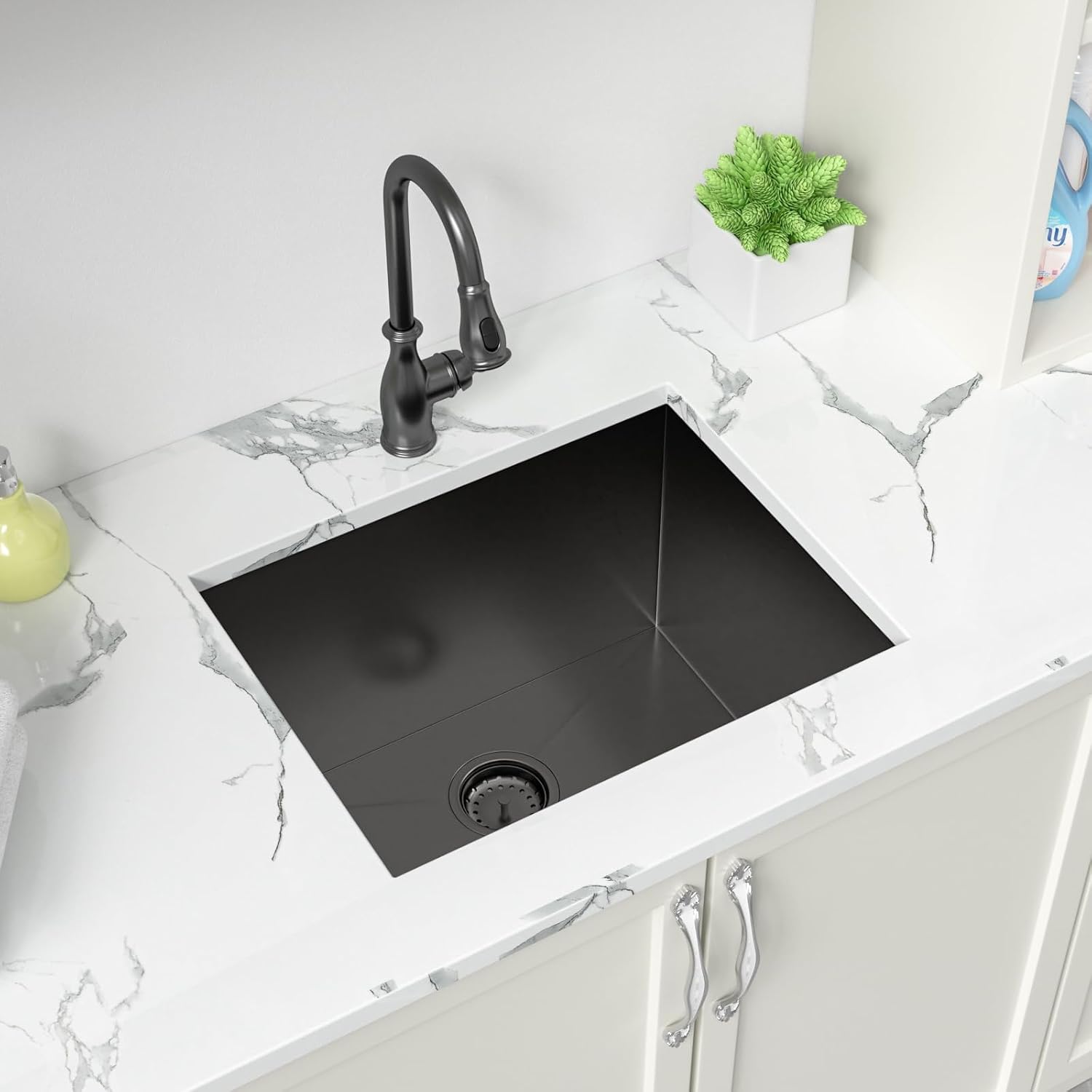 Sarlai 21 Inch Undermount Laundry Sink 21x18x12 Inch Undermount Laundry Utility Sink Deep Single Bowl 16 Gauge Stainless Steel Laundry Tub Sinks