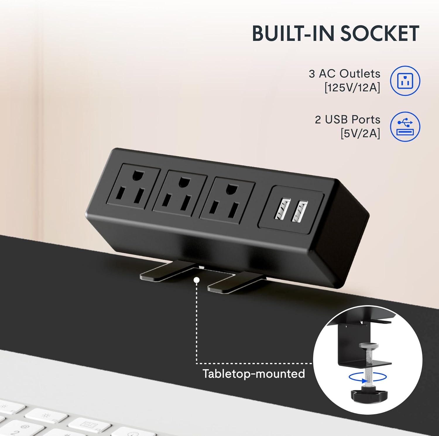 FLEXISPOT EN2 48"x24" Standing Desk with Power Strip Bundle, Black
