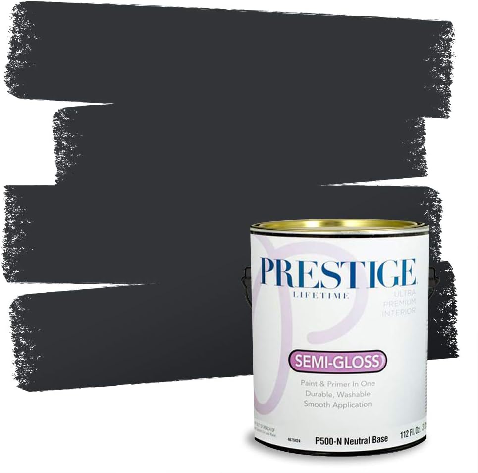 PRESTIGE Paints Exterior Paint and Primer In One, 1-Gallon, Satin, Comparable Match of Sherwin Williams* Black Magic*