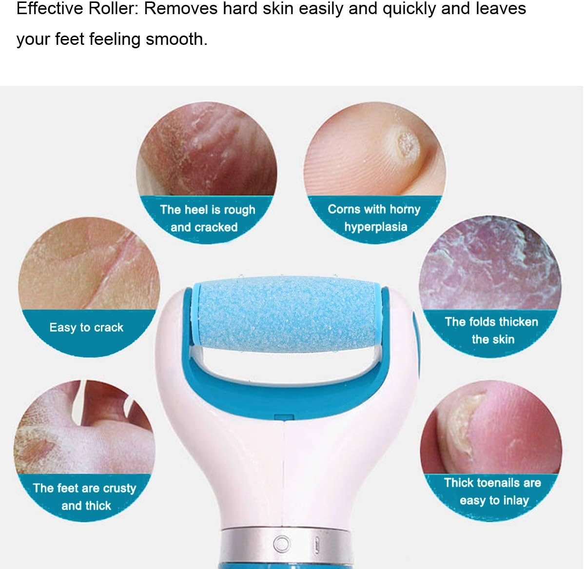 5 Pack Blue Extra Coarse Replacement Refill Roller Compatible with Amope Pedi Refills Electronic Foot File