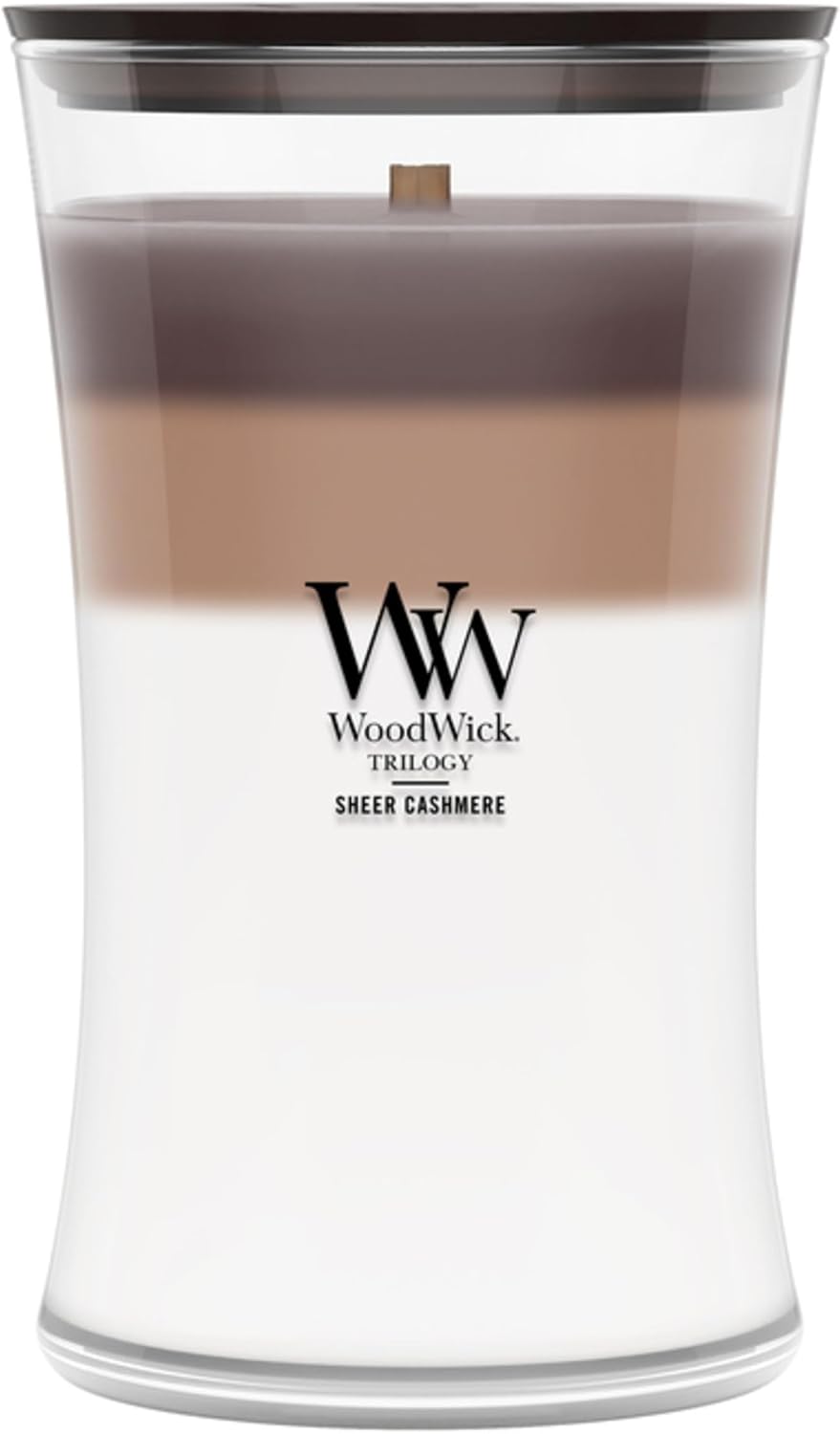 WoodWick Café Sweets Trilogy Holiday Candle Gifts for Women and Men, 9.7 oz Medium Hourglass Trilogy Candle with Crackling Wick