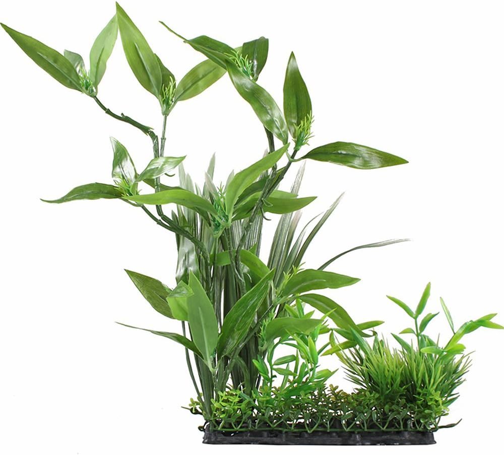 CNZ Aquarium Decor Fish Tank Decoration Ornament Artificial Plastic Plant Green 13" Tall | Fish Tank Decoration, Ornament