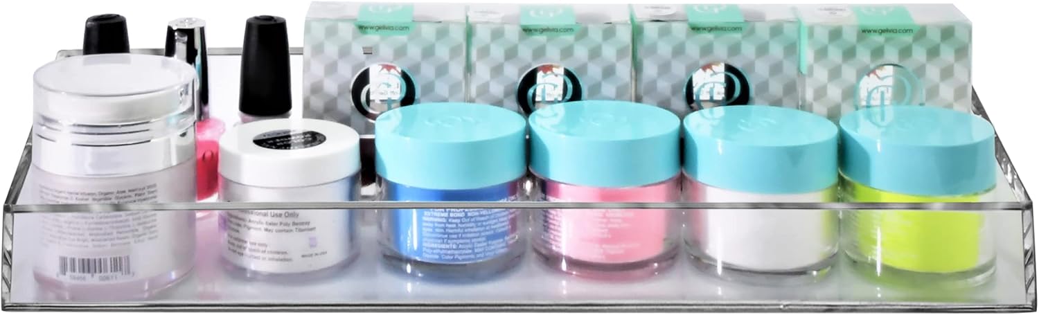 AMT 2 Pack Acrylic Floating Shelves, 15" L x 4" W, Clear Bathroom Wall, Bookshelves, Invisible Display for Office, Bedroom