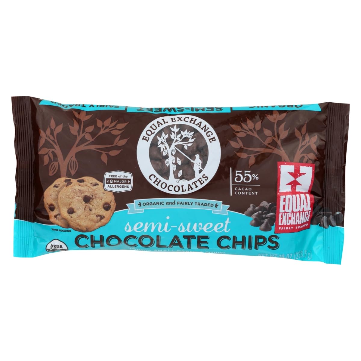 Equal Exchange Organic Chocolate Chips | Semi-Sweet | 55% Cacao | 10 Ounce (Pack of 12)