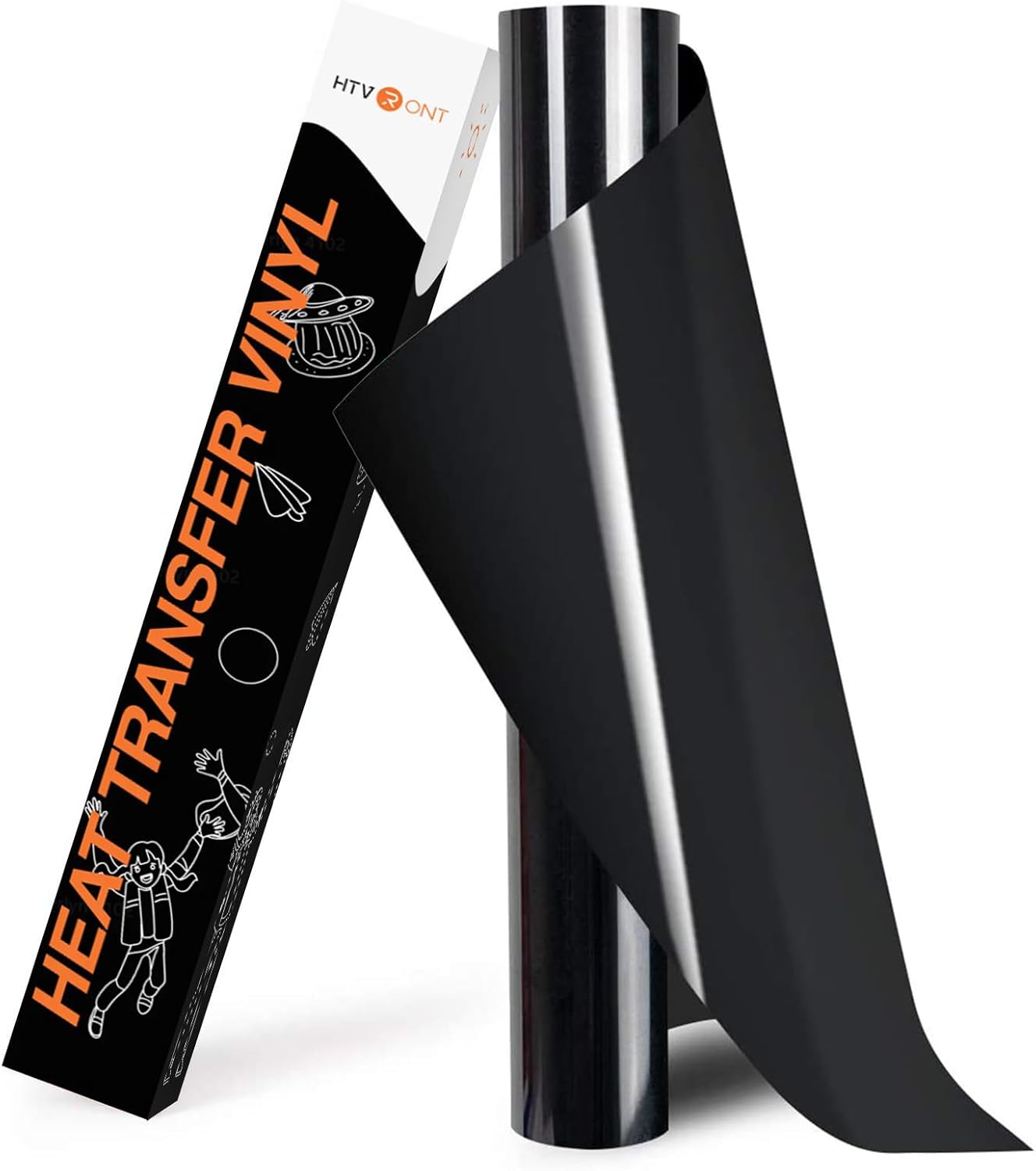 HTVRONT HTV Roll Heat Transfer Vinyl - 12" x 8ft Black HTV Vinyl for Shirts
