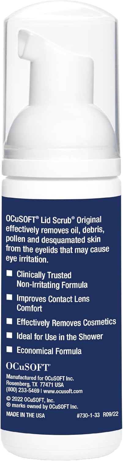 OCuSOFT Original Foaming Eyelid Cleanser - Mild Instant Foam to Remove Oil, Dust