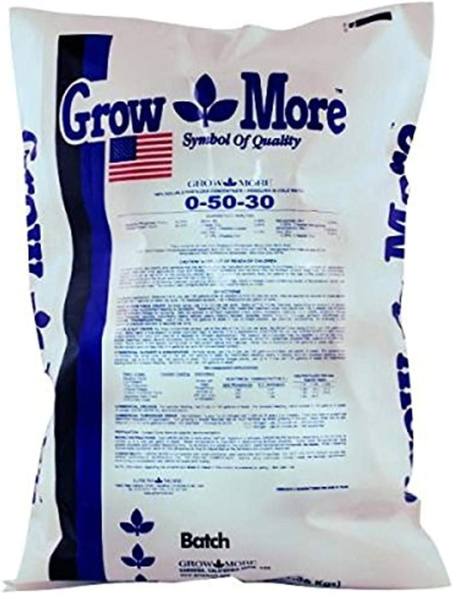 Grow More Grow Bloom (0-50-30) - 25lbs of High Potassium & High Phosphorus Fertilizer for Flowering Plants - Water Soluble Fertilizer for Outdoor &