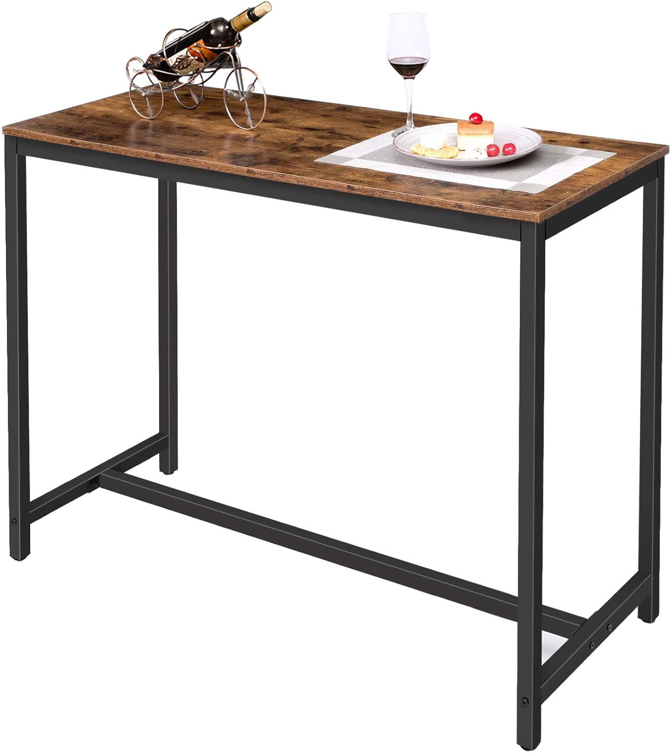 HOOBRO Bar Table, Rectangular Pub Table, 47.2" Counter Height Bar Table, Industrial Bar Height Table, Dining Table for Kitchen, Living Room