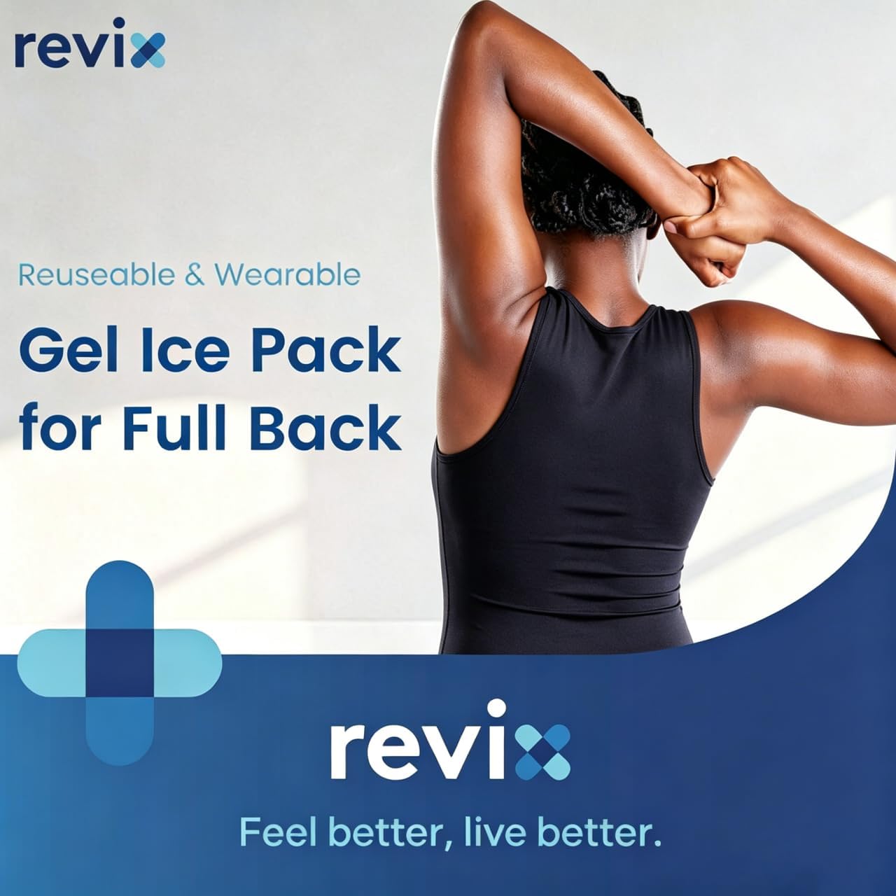 REVIX XXL Full Back Ice Pack Wrap, Large Gel Packs for Injuries Reusable
