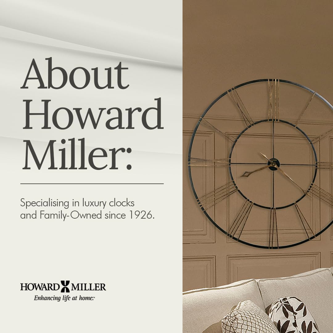 Howard Miller Postema Gallery Wall Clock | Wrought Iron Black Finish | Oversized Analog Clock with Roman Numerals | Quartz Movement | for Bedroom