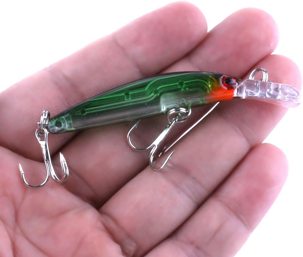 8PCS 3D Minnow Deep Diver Lure 7CM Hard Baits Swimbaits 3.8GTarget Bass, Walleye, Trout and Other Species in Freshwater or Saltwater