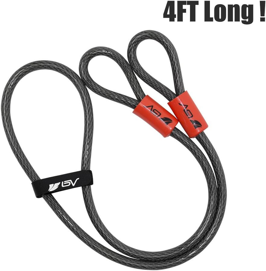 BV 7FT Heavy-Duty Security Cable Lock with Loops – Extra Thick 10mm (3/8") Braided Steel, Cut-Resistant & Weatherproof Wire Cable for Padlock, Gate, Bike, Motorcycle & Outdoor Equipment