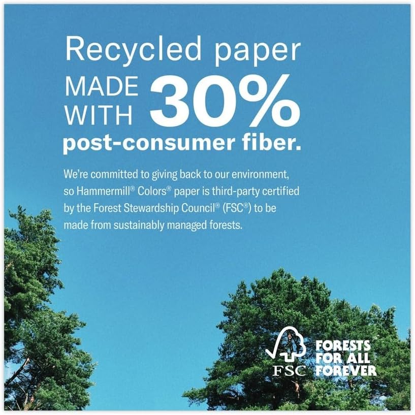 Hammermill Colored Paper, 20 lb Blue Printer Paper, 8.5 x 11 - Made in the USA, Pastel Paper, 103309R - 1 Ream (500 Sheets)