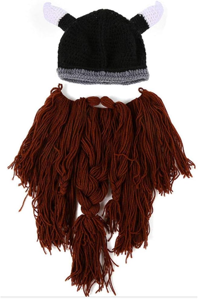 Creative Barbarian Knit Beard Hat Funny Knit Cap Wig Beanie Hats