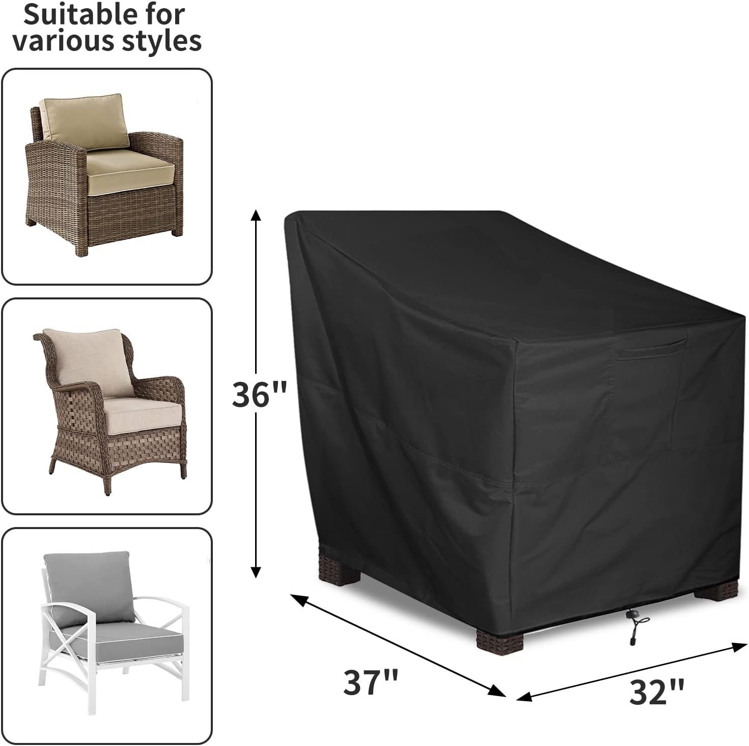 ALSTER Outdoor Chair Covers, Patio Chair Covers (35" L x 40" W x 33" H), Durable and Waterproof Outdoor Furniture Covers for Lounge Deep Seat