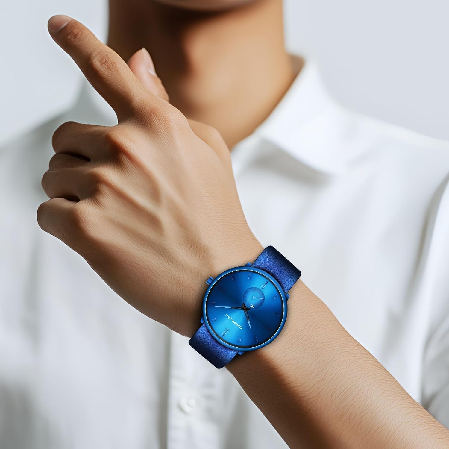 Mens Watches Ultra-Thin Minimalist Waterproof-Fashion Wrist Watch for Men Unisex Dress with Leather Band