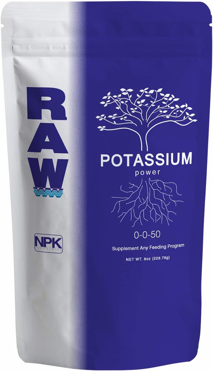 RAW Potassium Fertilizer - Water Soluble High Potassium for Plants, 8 oz | Fertilizer for Garden Use and Vegetable Cultivation - Bloom & Fruiting Plant, Hydroponic and Greenhouse Production