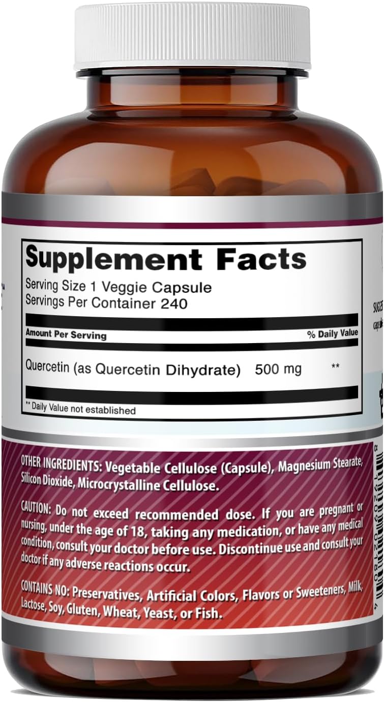Amazing Formulas Quercetin 500mg 120 Veggie Capsules Supplement - Non-GMO - Gluten Free - Supports Overall Health & Well Being