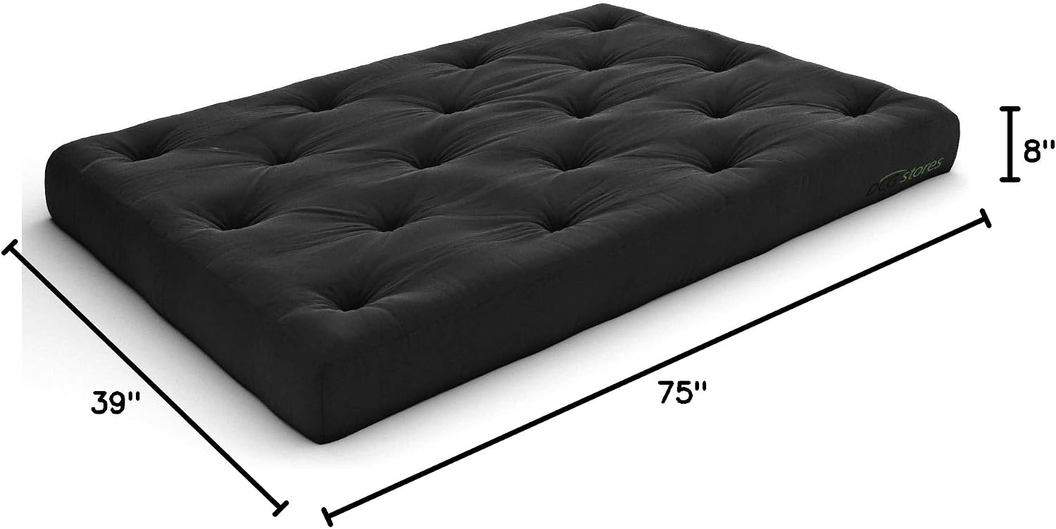 Nirvana Futons Plush, Comfortable 8-Inch Full Futon Mattress, Microfiber Fudge - Made in USA