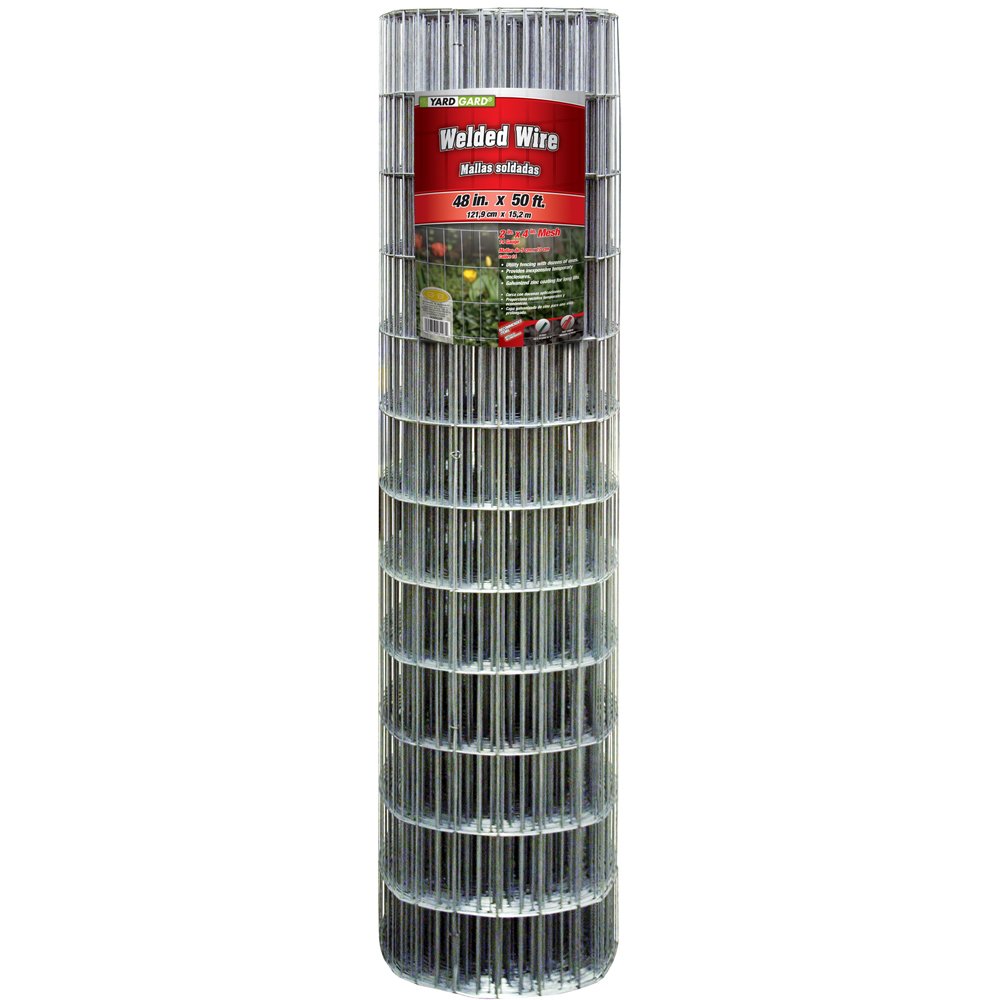 YARDGARD 2 in. x 4 in. Mesh Welded Wire Fence Roll, 36 in. x 100 ft., 14-Gauge Galvanized Steel Fence for Animal Enclosures, Garden Protection and Property Fencing, Rabbit Control an Utility Fence
